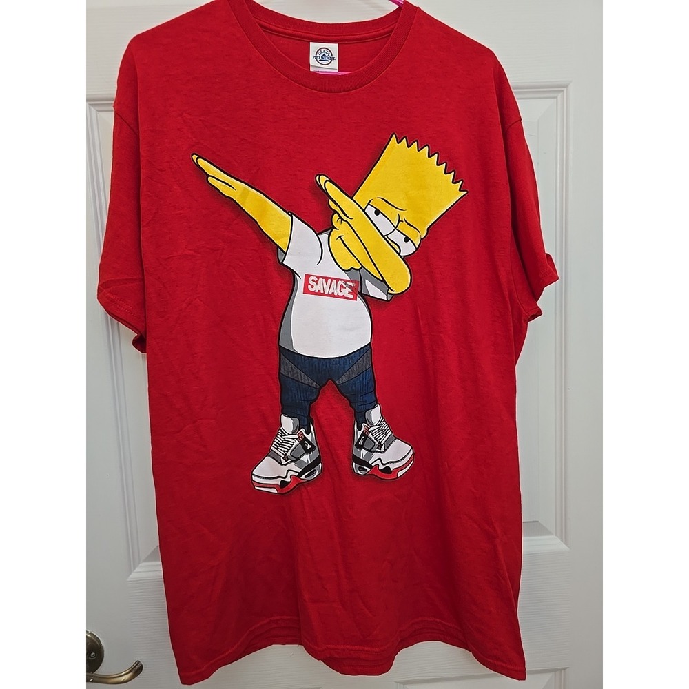 Bart Simpson Adult Large T-shirt Delta Pro Weight "Savage"‎